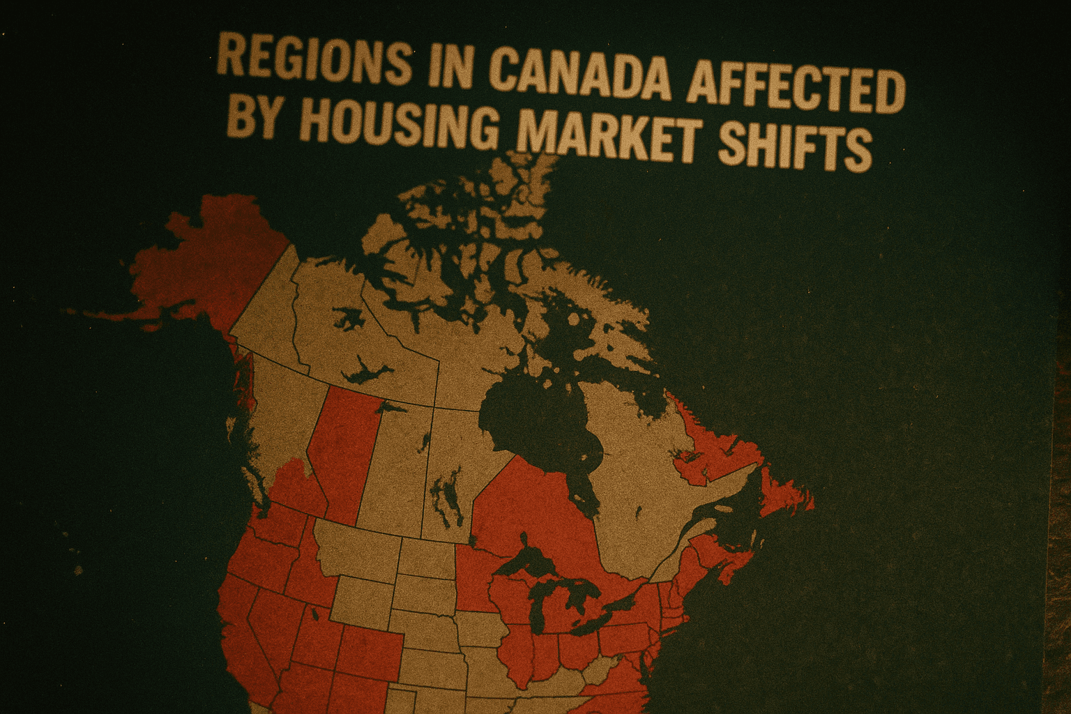 Map highlighting regions in Canada affected by housing market shifts
